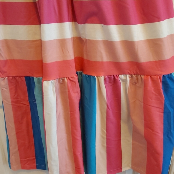 081. Multicolor Color Block Striped BowKnot Straps Maxi Dress Size S - Picture 12 of 16